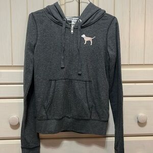 Victoria’s Secret Pink gray hoodie with rhinestone accents